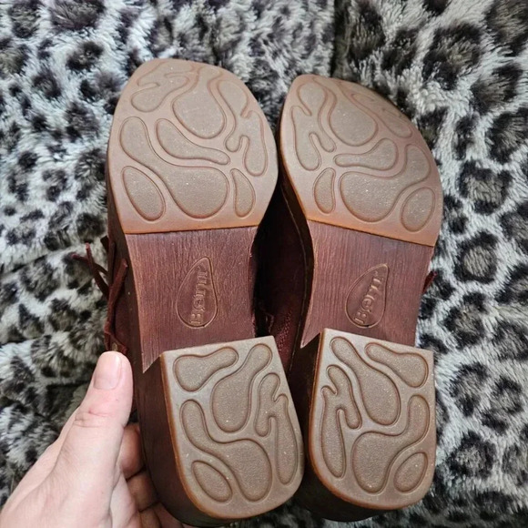 Born | Harmony Distressed Rust Leather with Fringes  Boho Mules Clogs - Size 11M - Picture 5 of 9